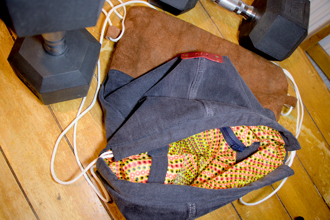Black Denim and Suede Bag image 6